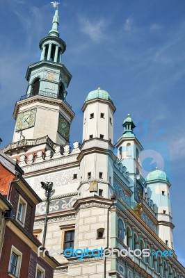 Town Hall Clock Tower In Poznan Stock Photo