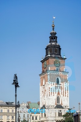 Town Hall Tower Market Square In Krakow Stock Photo