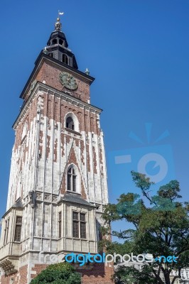 Town Hall Tower Market Square In Krakow Stock Photo