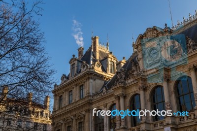 Town Hall With Blue Sky Stock Photo