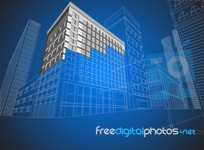 Townscape Wireframe Stock Image