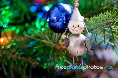 Toy Bird On A Christmas Tree Stock Photo