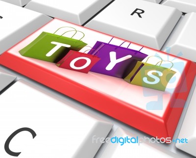 Toys Bags Key Shows Retail Shopping And Buying Stock Image