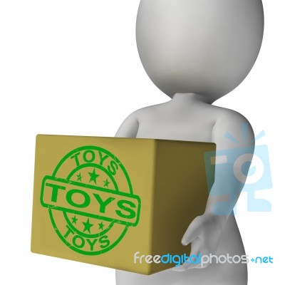 Toys Box Means Shopping And Buying For Children Or Kids Stock Image