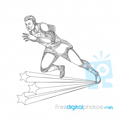 Track And Field Athlete Running Doodle Art Stock Image