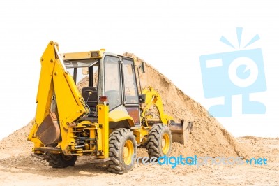 Tractor On The Sand Isolated On White Background With Clipping P… Stock Photo