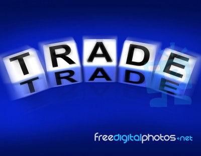 Trade Blocks Displays Trading Forex Commerce And Industry Stock Image