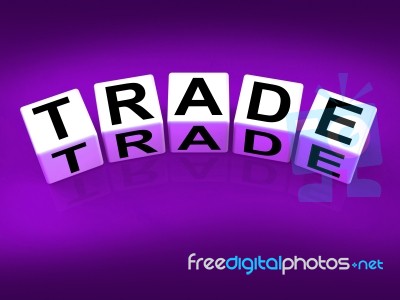 Trade Blocks Show Trading Forex Commerce And Industry Stock Image