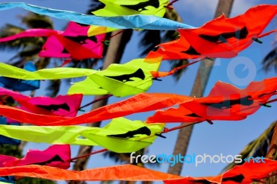 Trade Bright Kites In Thailand Stock Photo