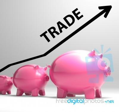 Trade Graph Shows Increase In Buying And Selling Stock Image