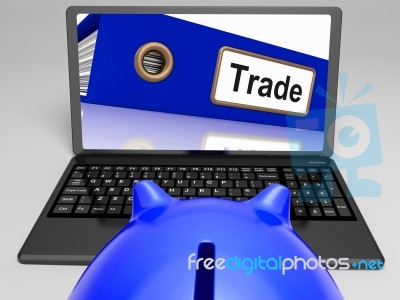 Trade Laptop Shows Internet Trading And Transactions Stock Image