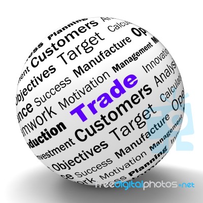 Trade Sphere Definition Shows Stock Trading Or Sharing Stock Image