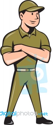 Tradesman Arms Crossed Isolated Cartoon Stock Image