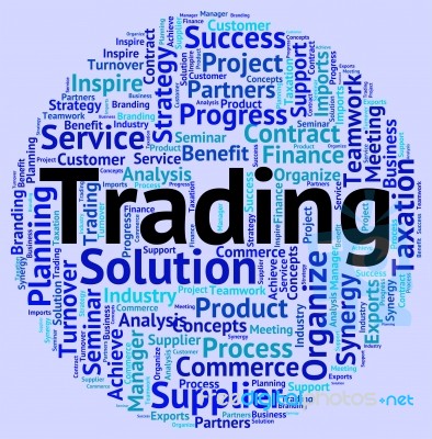 Trading Word Indicates Commercial Business And Exporting Stock Image