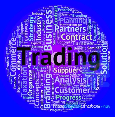 Trading Word Means Buy E-commerce And Exporting Stock Image