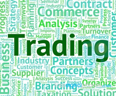 Trading Word Means Wordcloud Text And Commerce Stock Image