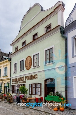 Traditional Architecture And Design In Krumlov Stock Photo