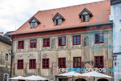 Traditional Architecture And Design In Krumlov Stock Photo