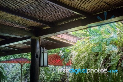 Traditional Architecture Of Bamboo Roof Stock Photo