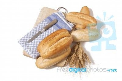 Traditional Baguette On White Background Stock Photo