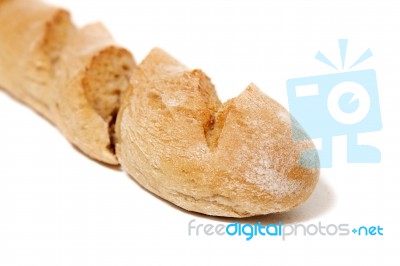 Traditional Baguette On White Background Stock Photo