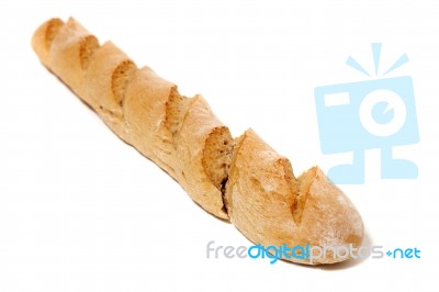 Traditional Baguette On White Background Stock Photo