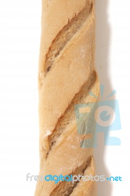 Traditional Baguette On White Background Stock Photo