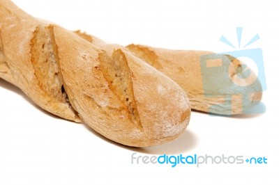 Traditional Baguette On White Background Stock Photo