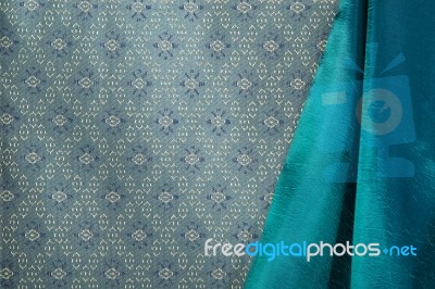 Traditional Brown Thai Fabric Pattern Stock Photo
