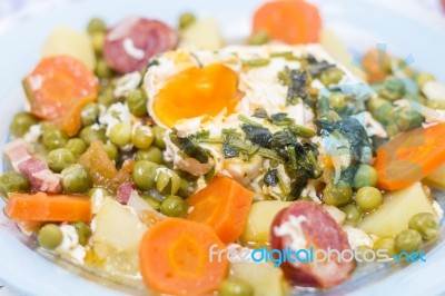 Traditional Green Peas With Egg Stock Photo