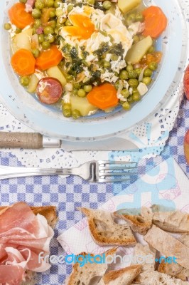 Traditional Green Peas With Egg Stock Photo