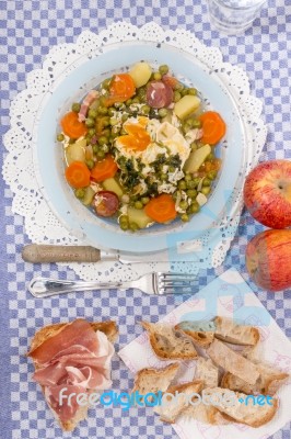 Traditional Green Peas With Egg Stock Photo