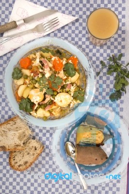 Traditional Green Peas With Egg Stock Photo