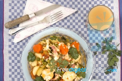 Traditional Green Peas With Egg Stock Photo