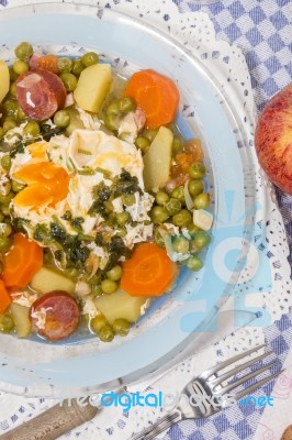 Traditional Green Peas With Egg Stock Photo