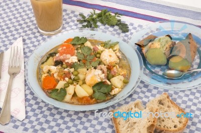 Traditional Green Peas With Egg Stock Photo