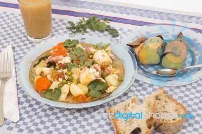 Traditional Green Peas With Egg Stock Photo