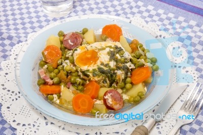 Traditional Green Peas With Egg Stock Photo