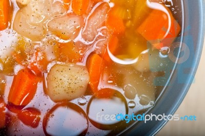 Traditional Italian Minestrone Soup Stock Photo