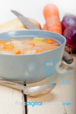 Traditional Italian Minestrone Soup Stock Photo