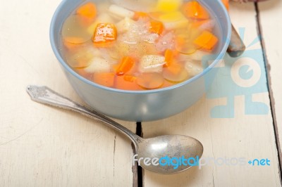 Traditional Italian Minestrone Soup Stock Photo