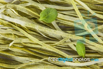 Traditional Italian Raw Homemade Spinach Pasta Stock Photo