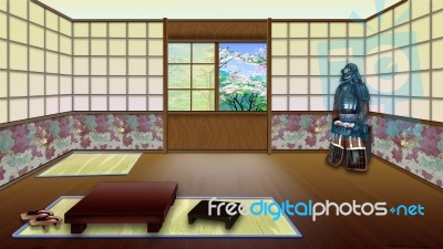 Traditional Japanese Room Interior Stock Image