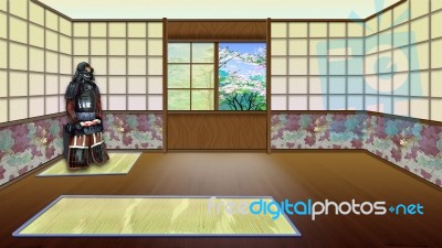 Traditional Japanese Room Interior Stock Image