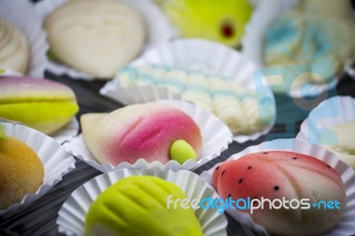 Traditional Portuguese Cakes - Bread Dough Filled With Sweet Eggs Stock Photo