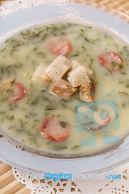 Traditional Portuguese Soup, Caldo Verde Stock Photo