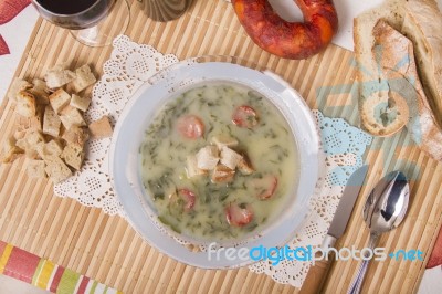 Traditional Portuguese Soup, Caldo Verde Stock Photo