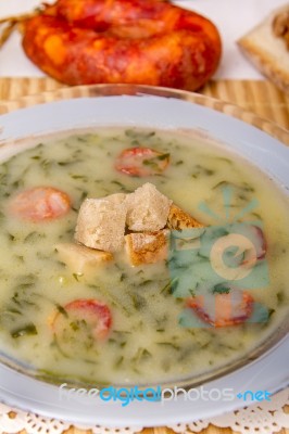 Traditional Portuguese Soup, Caldo Verde Stock Photo