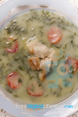 Traditional Portuguese Soup, Caldo Verde Stock Photo