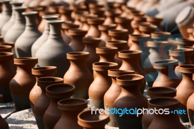 Traditional Pottery Craftsmanship Stock Photo